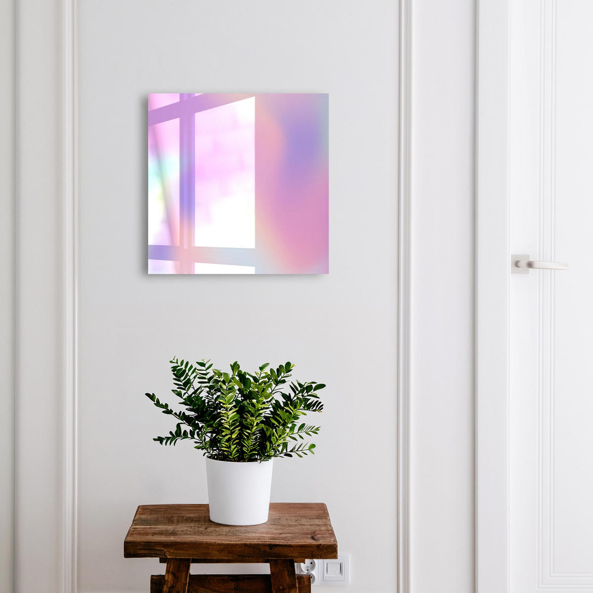 SCHLÜSSELBOX Weiß 30x30 cm – Türöffnung nach rechts - Pastellwelle - Lila, Metall (30/30/5cm) - TULUP