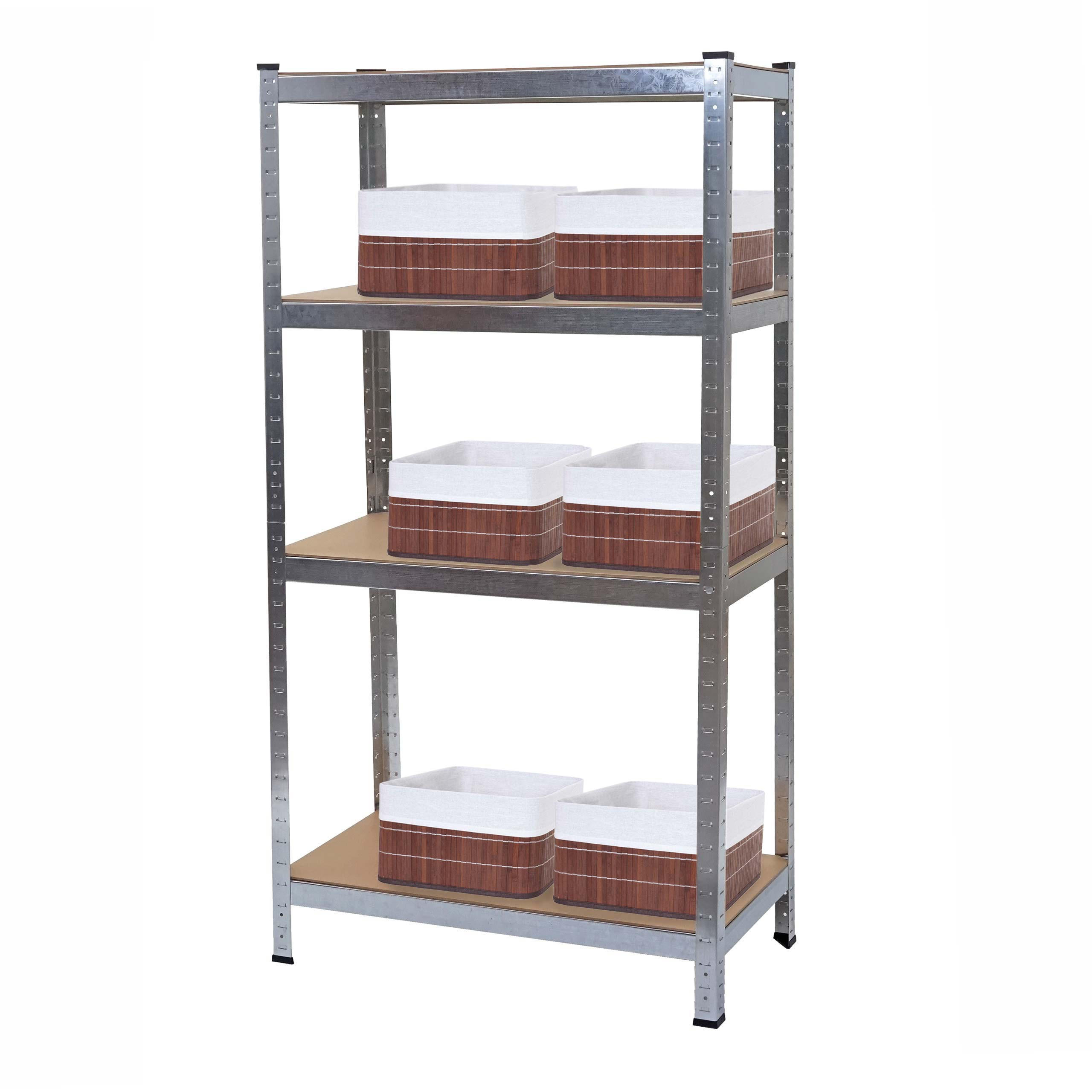 SCHWERLASTREGAL MIT KORB Silbergrau, Braun - Braun/Grau, Metall (80/160/40cm) - MCW