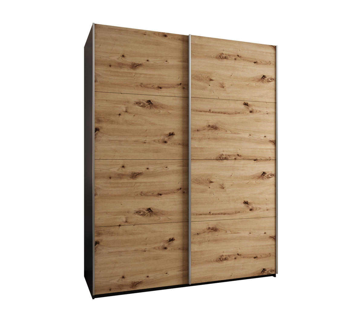 SCHWEBETÜRENSCHRANK 245,5/190/64 2-türig - Silberfarben/Schwarz, Holz/Metall (190/245/64cm) - Abiks Möbel
