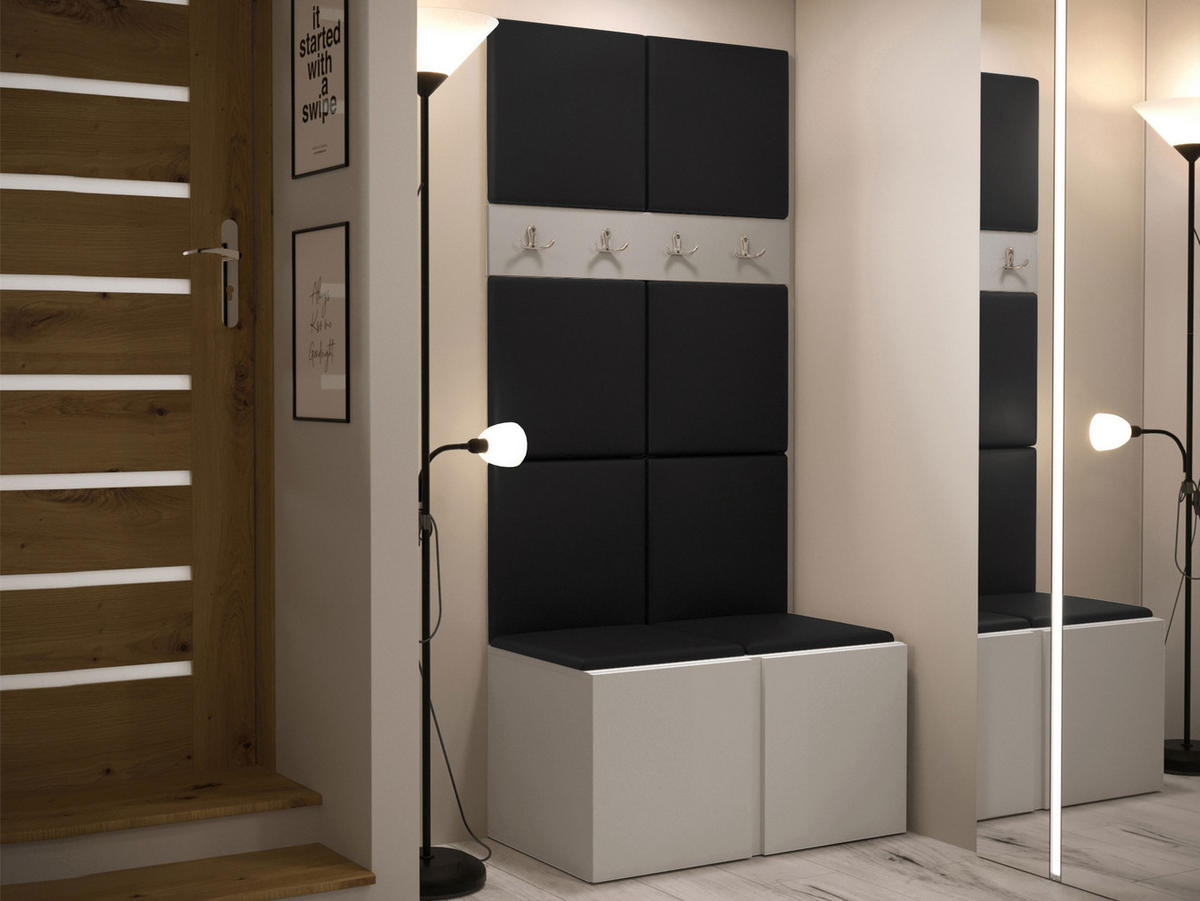 GARDEROBEN-SET Orion IV - Kaschmir/Schwarz, Holzwerkstoff/Kunststoff (84/186/46cm) - MIRJAN24