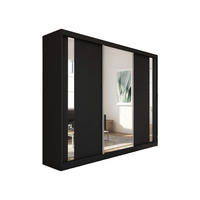 SCHWEBETÜRENSCHRANK Gabo 240 cm mit Spiegel, 3-türig, schwarz - Schwarz, Kunststoff (240/216/61cm) - Margaret Hadas24