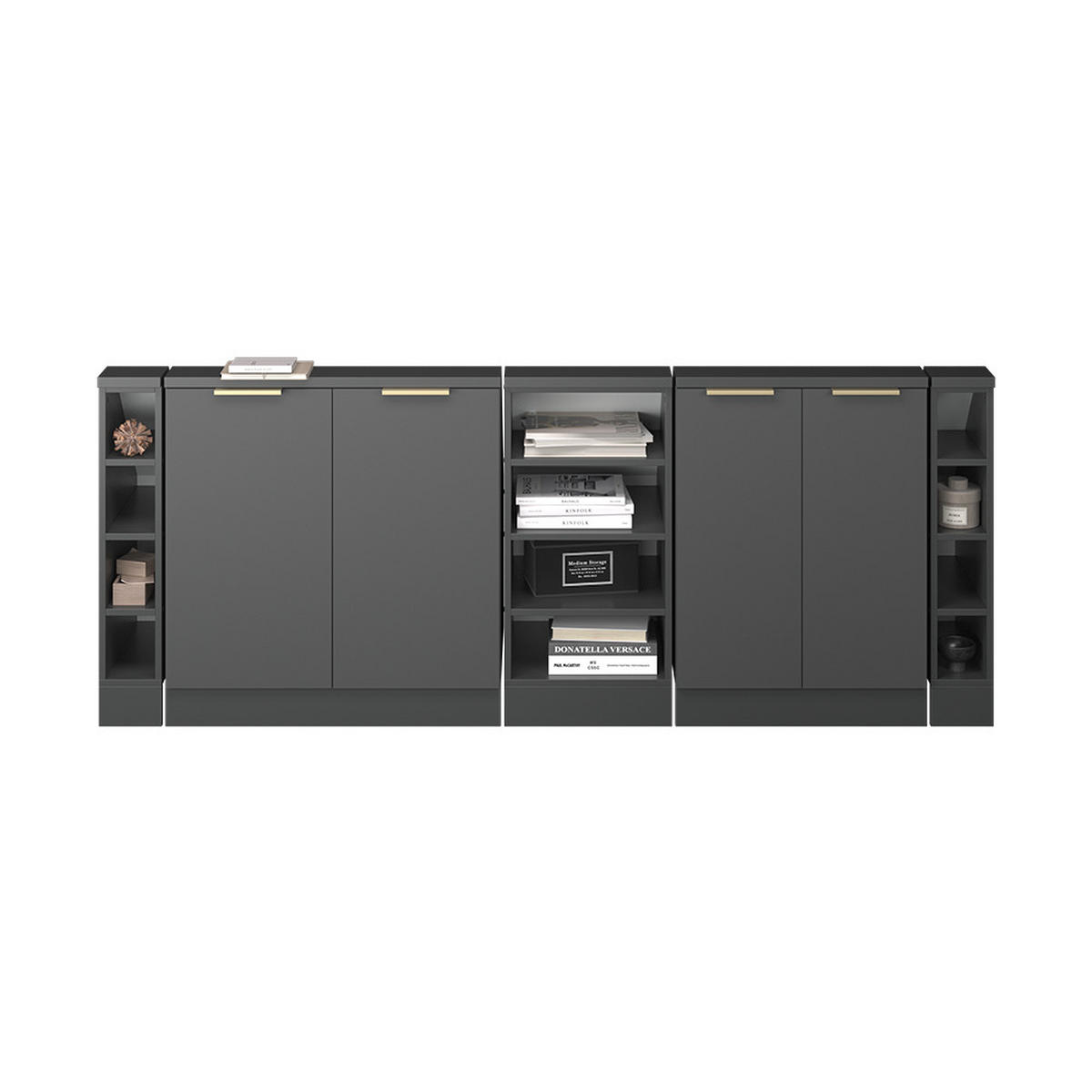 ŠATNÍ SESTAVA PRO ŠIKMÉ STŘECHY Rion Antracitově zlatý - antracitová, kompozitní dřevo (210/81.6/46cm) - Vicco