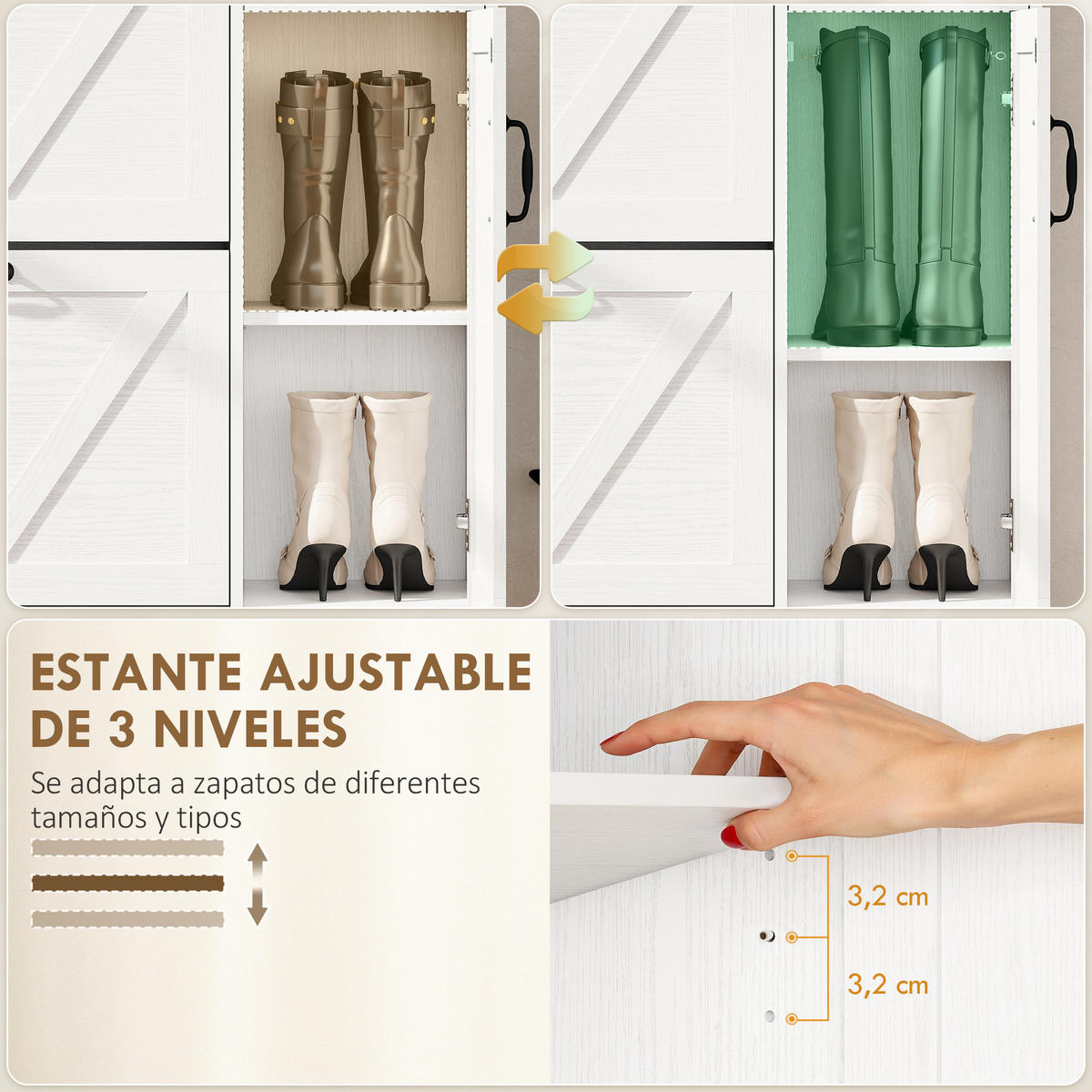 SCHUHSCHRANK,SCHMAL 2 Klappschubladen für 12 Paar 106,7x26x116cm,weiß - Weiß, Holzwerkstoff (106.7/116/26cm) - Vallsero