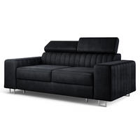 BETTSOFA SOLAN Schwarz Velours-Stoff mit Schlaffunktion - Schwarz, Holz/Textil (194/88/90cm) - MASSENO