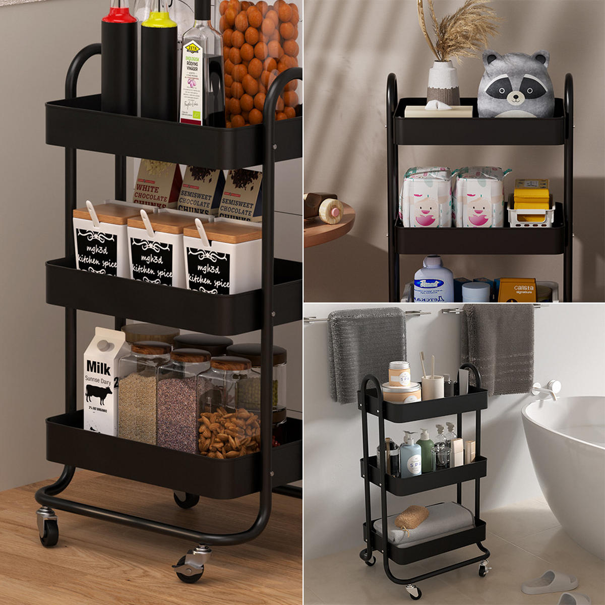 ROLOVACÍ KONTEJNER Tron Černá - černá, kov (45.9/78.7/34cm) - Vicco