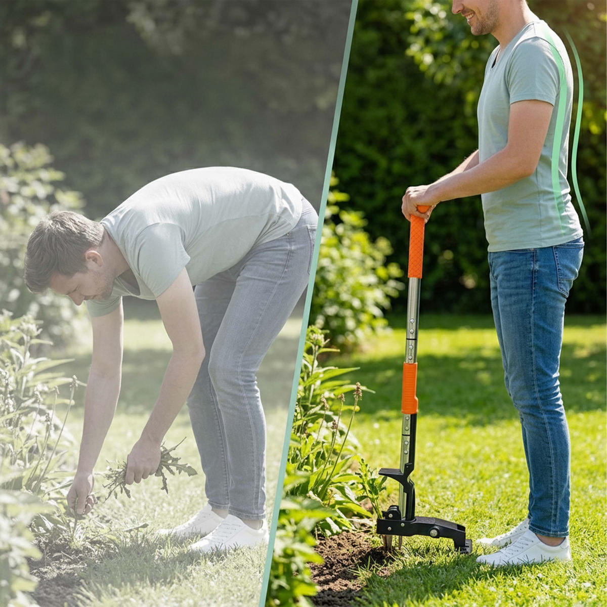 VYTRHÁVAČ PLEVELE Stříbrná Černá Oranžová dlouhá násada ocel - různobarevná, kov/plast (31.5/100/6cm) - Relaxdays
