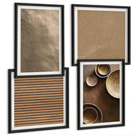 BILDER SET 4er Set - 50x50 cm & 40x60 cm Schwarzer Rahmen - Moderne Steinstrukturen - Schwarz, Kunststoff (50/50cm) - TULUP