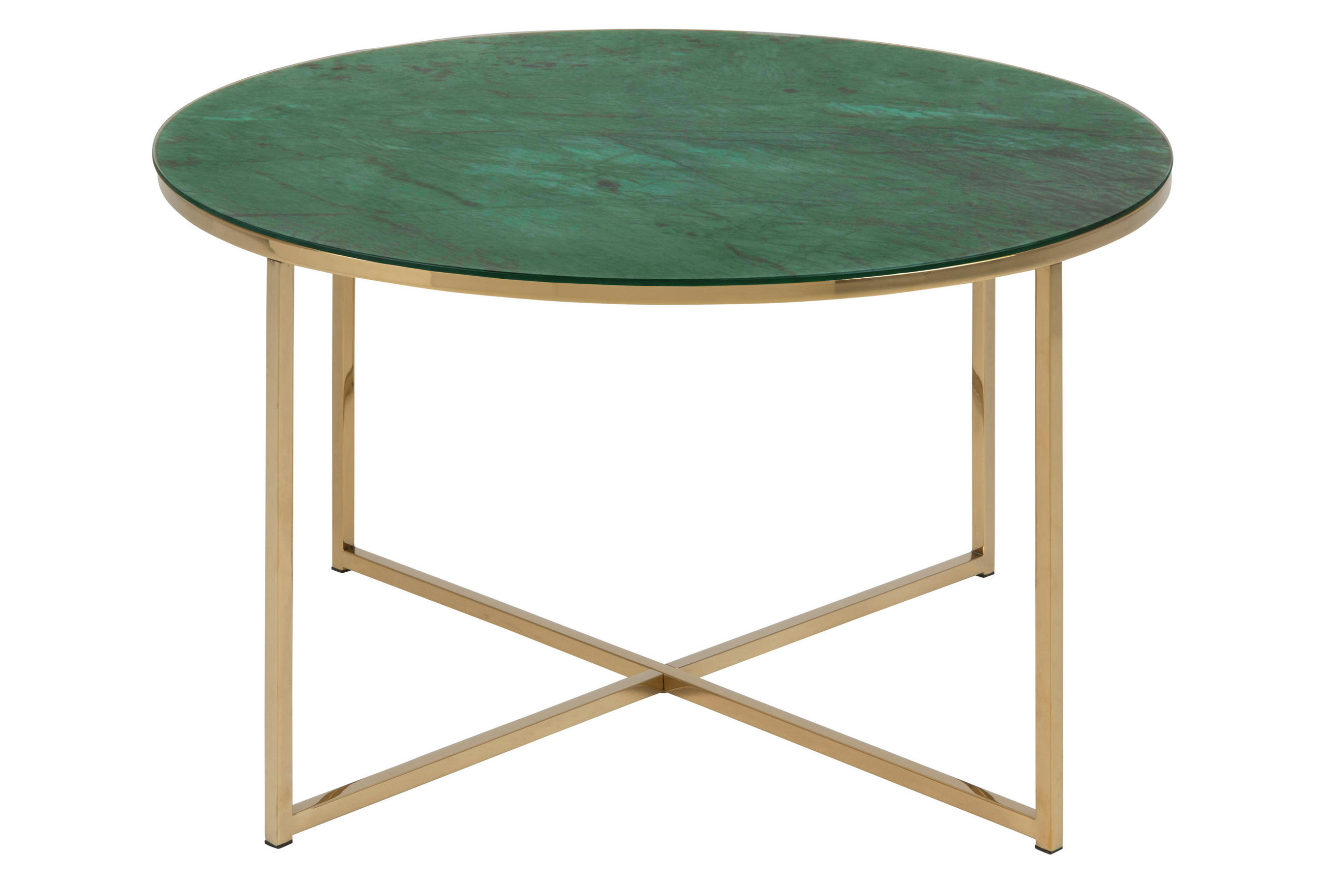 COUCHTISCH Ø 80 cm aus Glas und grünen Marmorprint - Grün, Glas (80/80/45cm) - ebuy24