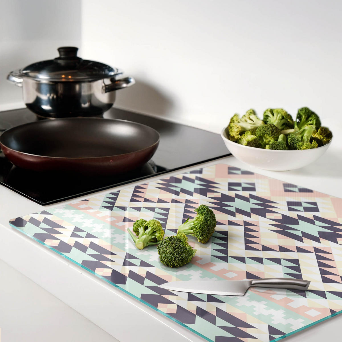 GLASPLATTE 60x52 cm Ethnisches Muster - Multicolor, Glas (60/0.4/52cm) - TULUP
