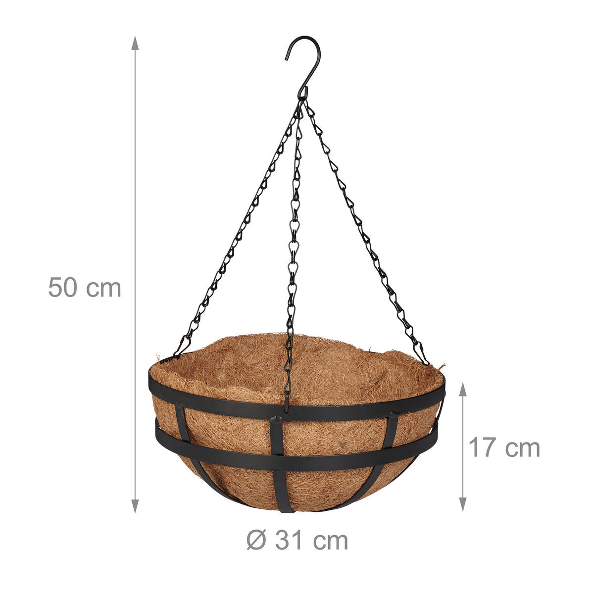 3XBLUMENAMPEL - Multicolor, Textil/Metall (31/50/31cm) - Relaxdays