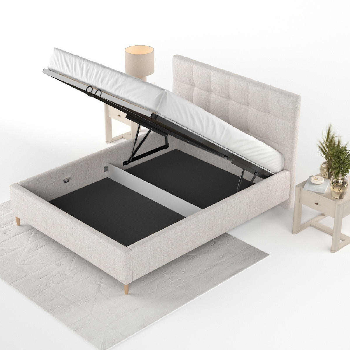 POLSTERBETT Cora 120/200 cm Hellbeige im Neve Stoff - Sandfarben/Naturfarben, Holz/Holzwerkstoff (120/200cm) - AltaBeds