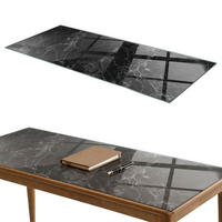 TISCHPLATTE 125x50 cm Marmormuster mit Adern - Schwarz, Glas (0.4/125/50cm) - TULUP