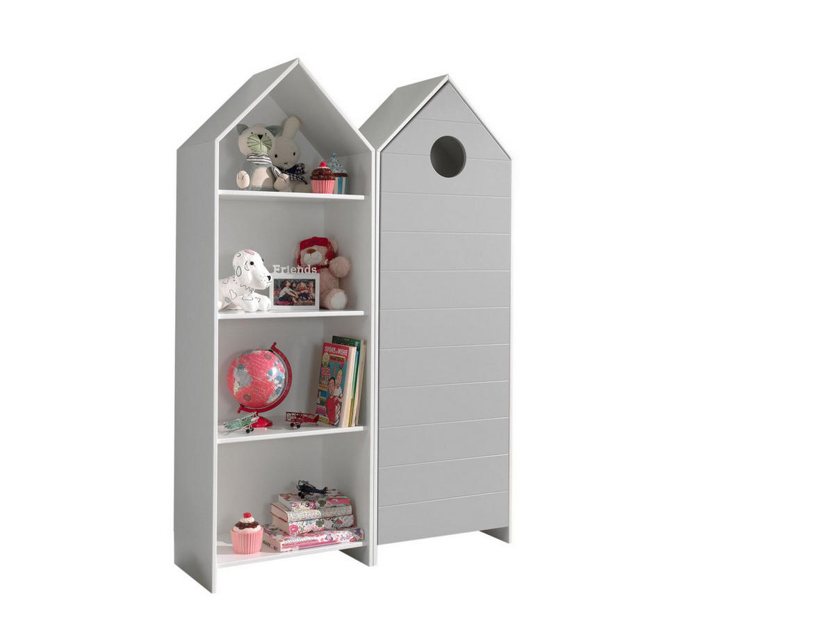 REGALSCHRANK Set Kania MDF+Holzwerkstoff Weiß /Grau - Weiß/Grau, Holzwerkstoff (115/171/37cm) - 58aufmkessel