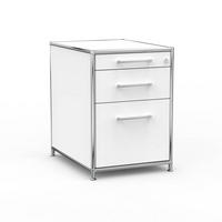 BÜRO-STANDCONTAINER Holz, 60 cm, 3 Schubladen, 1 Hängeregistratur, Weiß - Chromfarben/Silberfarben, Holzwerkstoff/Metall (60/61/60cm) - Versee