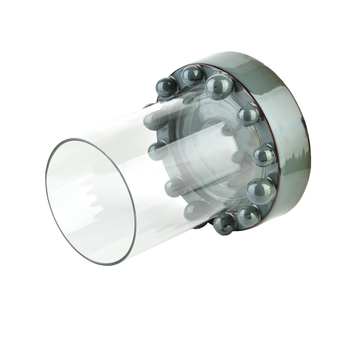 KERZENHALTER Evam Blau 17/17/20.5 cm Glas und Keramik - Blau, Keramik (17/20.5/17cm) - Mondex