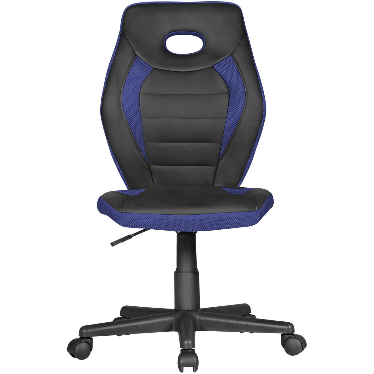 JUGENDDREHSTUHL Hohe Rückenlehne Schulterstütze Kunstleder Mesh, Blau 63x63x103 cm - Blau/Schwarz, Kunststoff/Textil (63/103/63cm) - KADIMA DESIGN