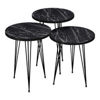 SATZTISCH Ry im 3er Set - Schwarz, Metall (34/34/55cm) - [en.casa]