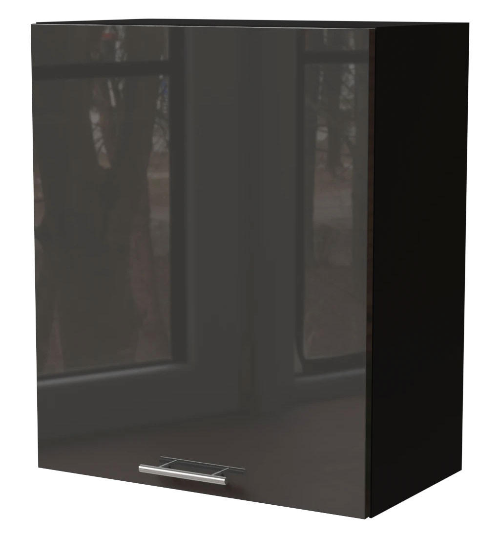 KÜCHENHÄNGESCHRANK Essen W2/60 Graphit Hochglanz / Schwarz Matt 60 / 32,5 / 72cm - Schwarz/Graphitfarben, Holz/Holzwerkstoff (60/72/32.5cm) - Feldmann-Wohnen