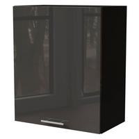 KÜCHENHÄNGESCHRANK Essen W2/60 Graphit Hochglanz / Schwarz Matt 60 / 32,5 / 72cm - Schwarz/Graphitfarben, Holz/Holzwerkstoff (60/72/32.5cm) - Feldmann-Wohnen