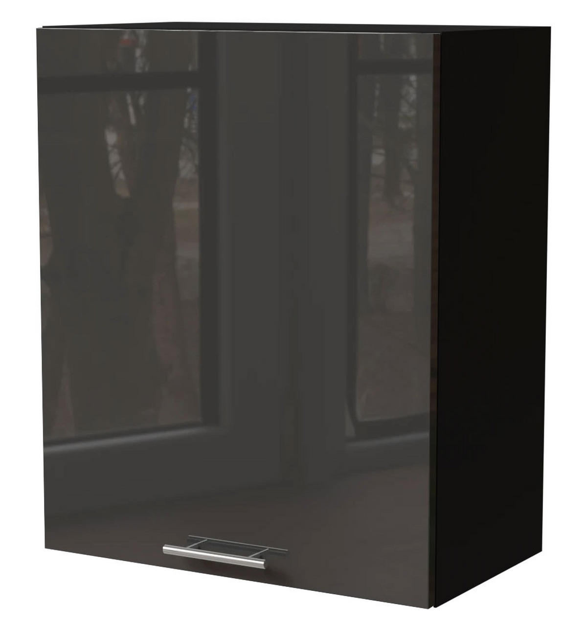 KÜCHENHÄNGESCHRANK Essen W2/60 Graphit Hochglanz / Schwarz Matt 60 / 32,5 / 72cm - Schwarz/Graphitfarben, Holz/Holzwerkstoff (60/72/32.5cm) - Feldmann-Wohnen