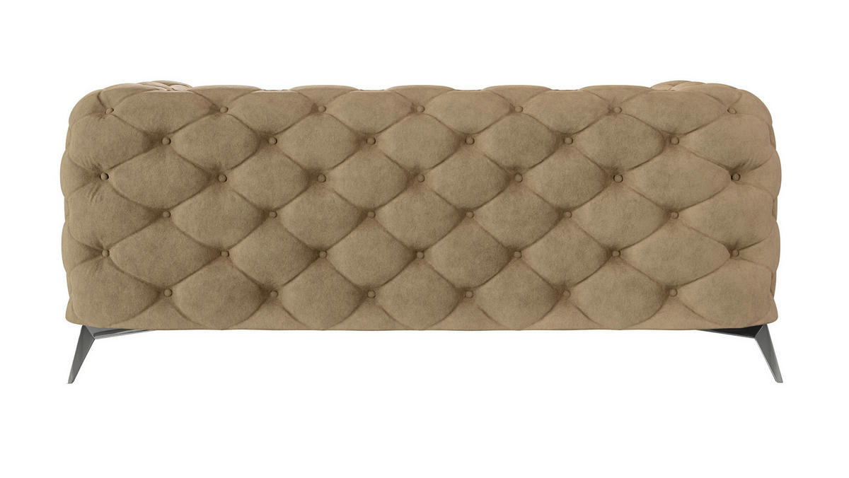 CHESTERFIELD-SOFA 2-Sitzer Laura Beige Samt - Beige/Silberfarben, Holz/Textil (185/75/100cm) - S-Style Möbel