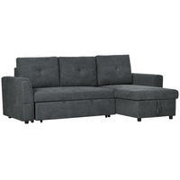 SCHLAFSOFA Ecksofa mit Bettfunktion, 3 Sitzer Couch mit Stauraum, Dunkelgrau - Dunkelgrau/Schwarz, Kunststoff/Textil (141/232cm) - HOMCOM