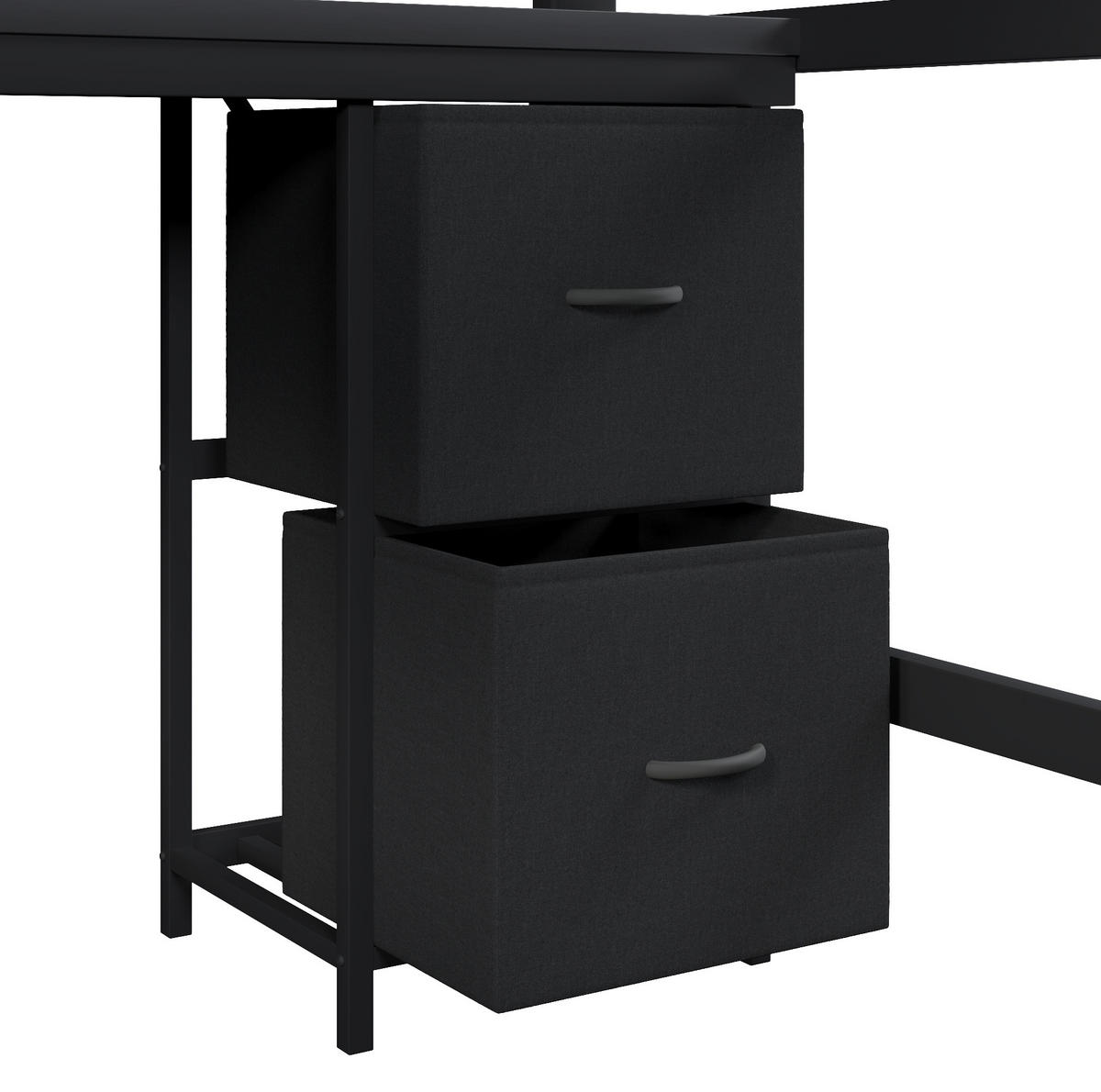 HOCHBETT 140/200 cm Schwarz mit Schreibtisch, Regal und Schubladen - Schwarz, Metall (140/200cm) - MIVRAY