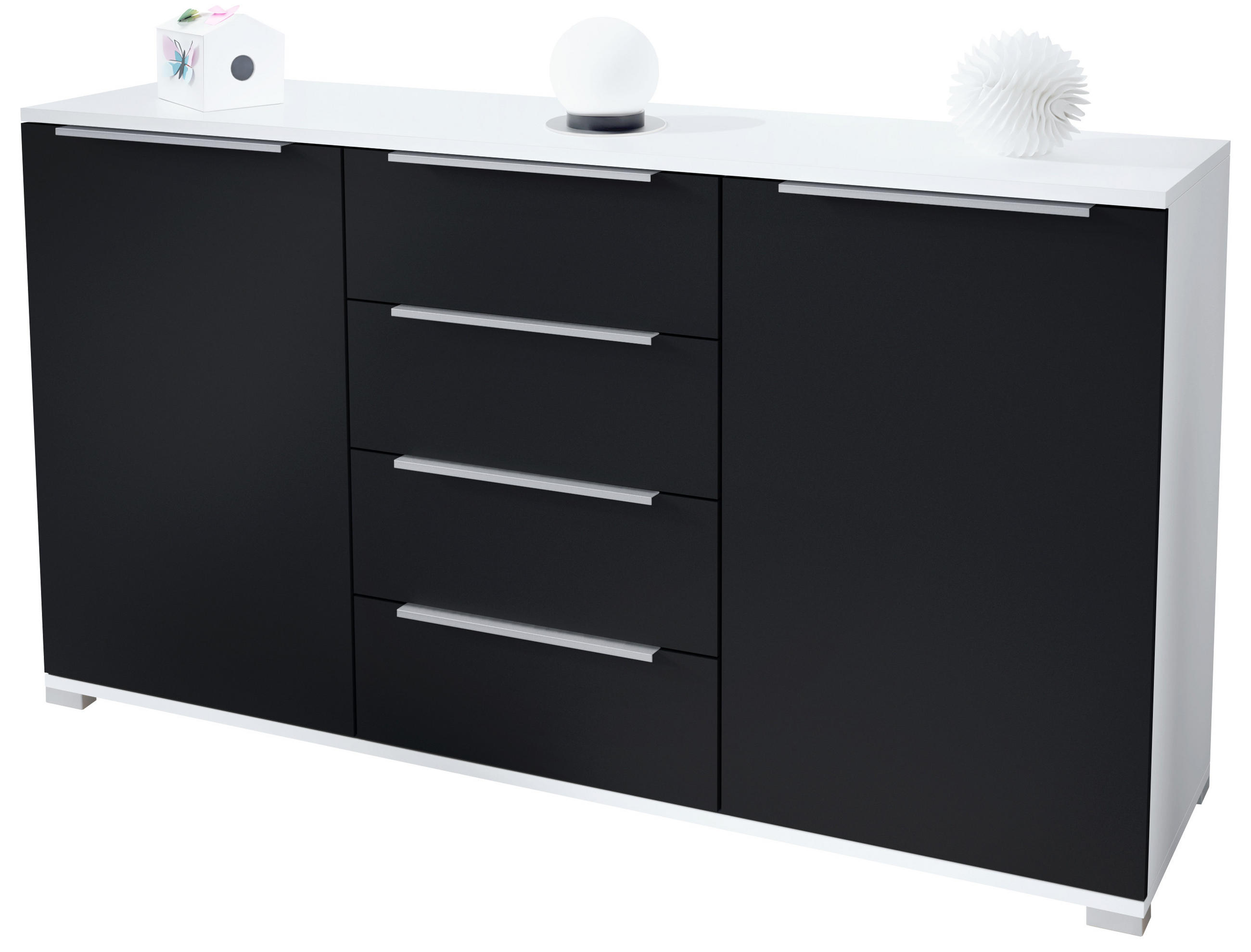SIDEBOARD Linio Schwarz matt - Schwarz, Holzwerkstoff (138.5/75.5/35cm) - Vladon