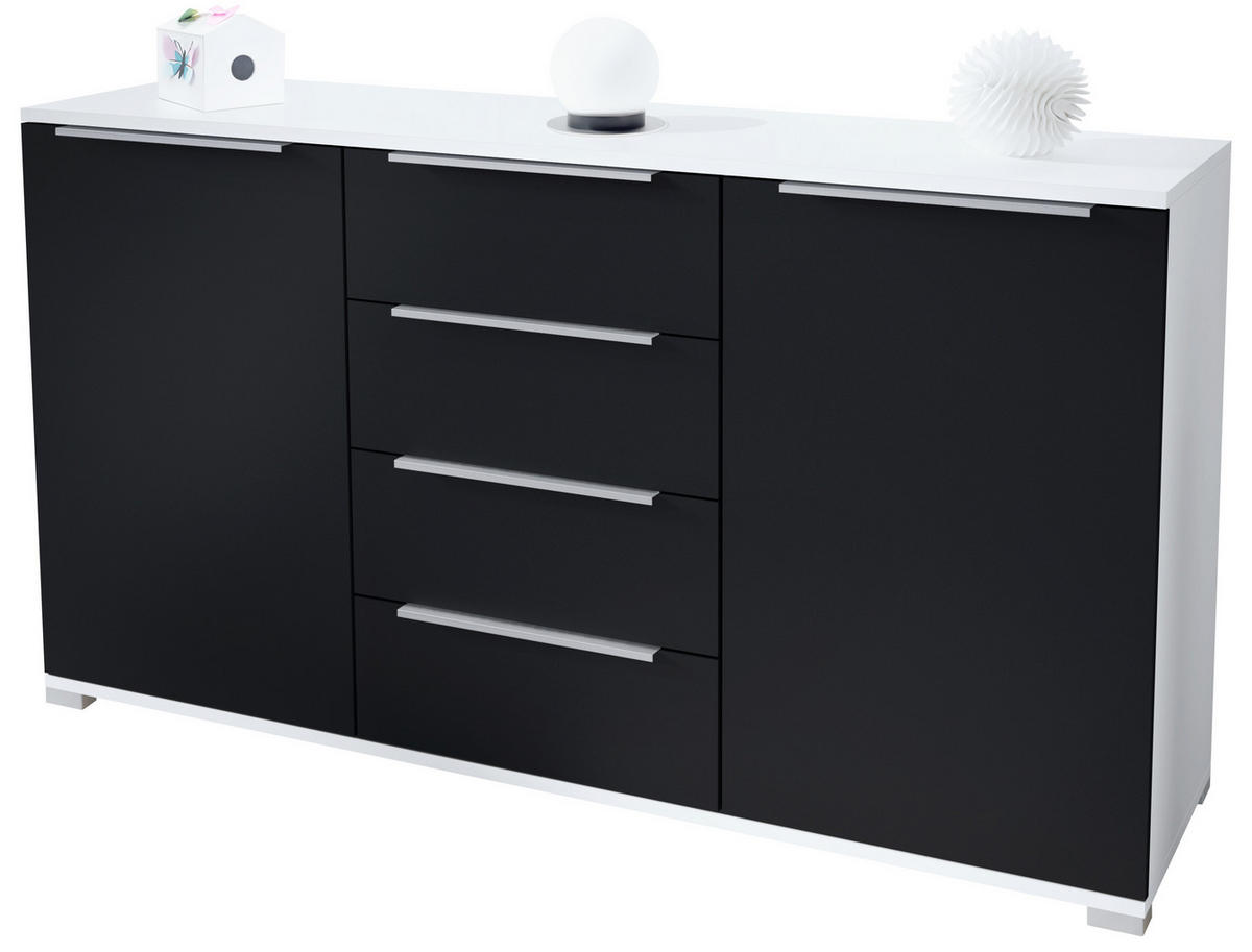SIDEBOARD Linio Schwarz matt - Schwarz, Holzwerkstoff (138.5/75.5/35cm) - Vladon