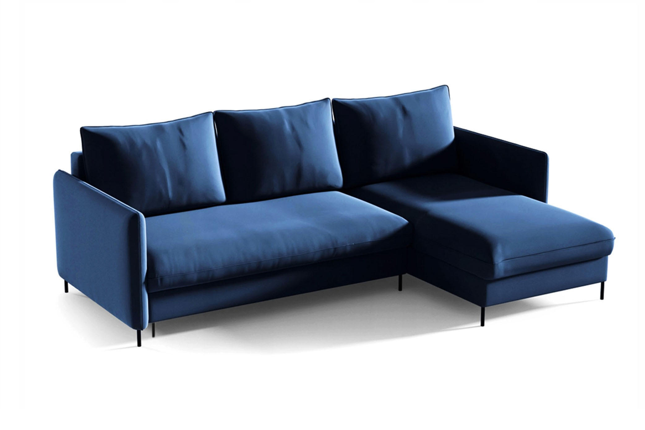 ECKSOFA Belis, Dunkelblau, Sofa mit Schlaffunktion - Dunkelblau, Textil (216/165cm) - Bettso
