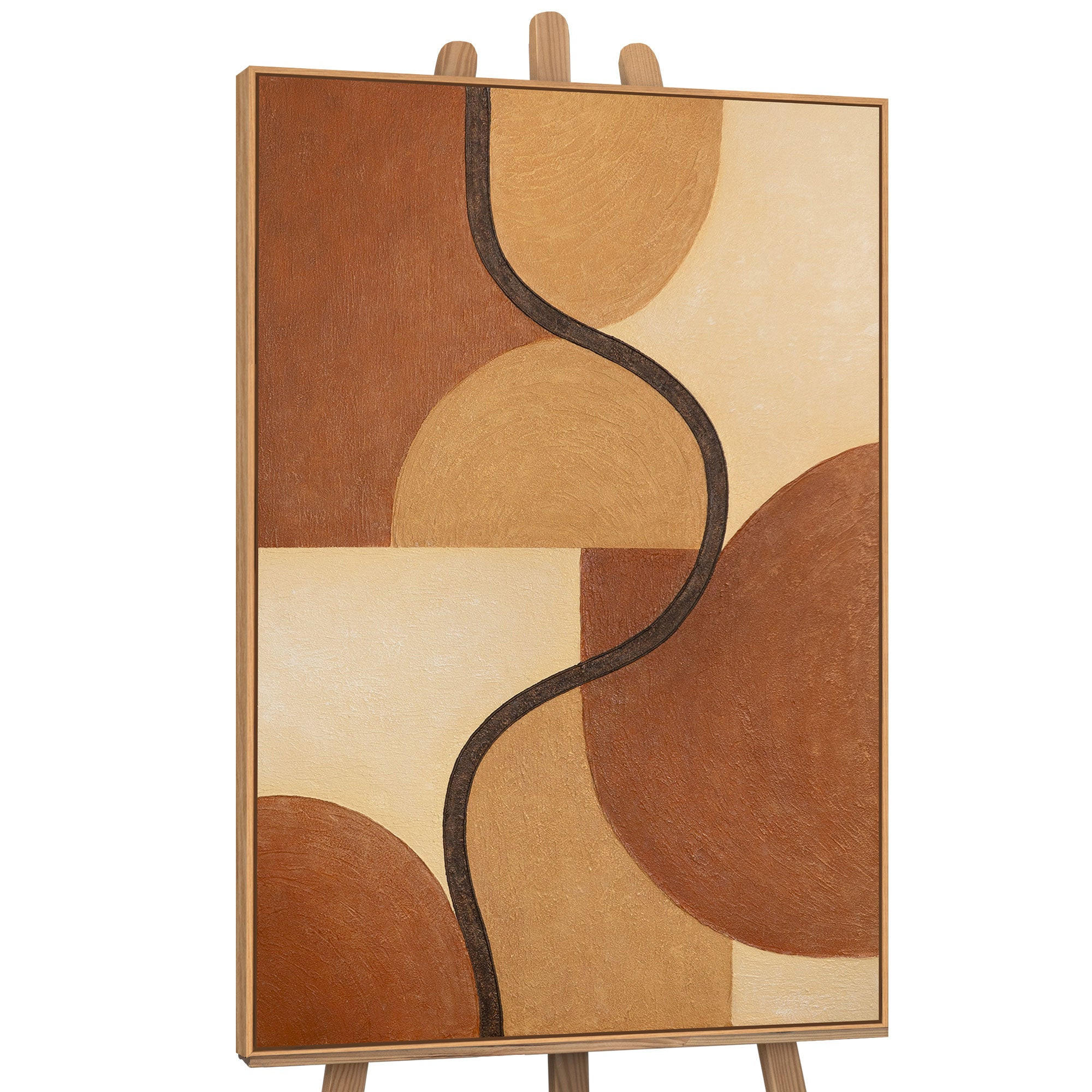 GEMÄLDE Verflechtung der Formen Schattenfugenrahmen Eichefarben 140x100 cm - Eichefarben, Holz (140/100cm) - YS-art gallery