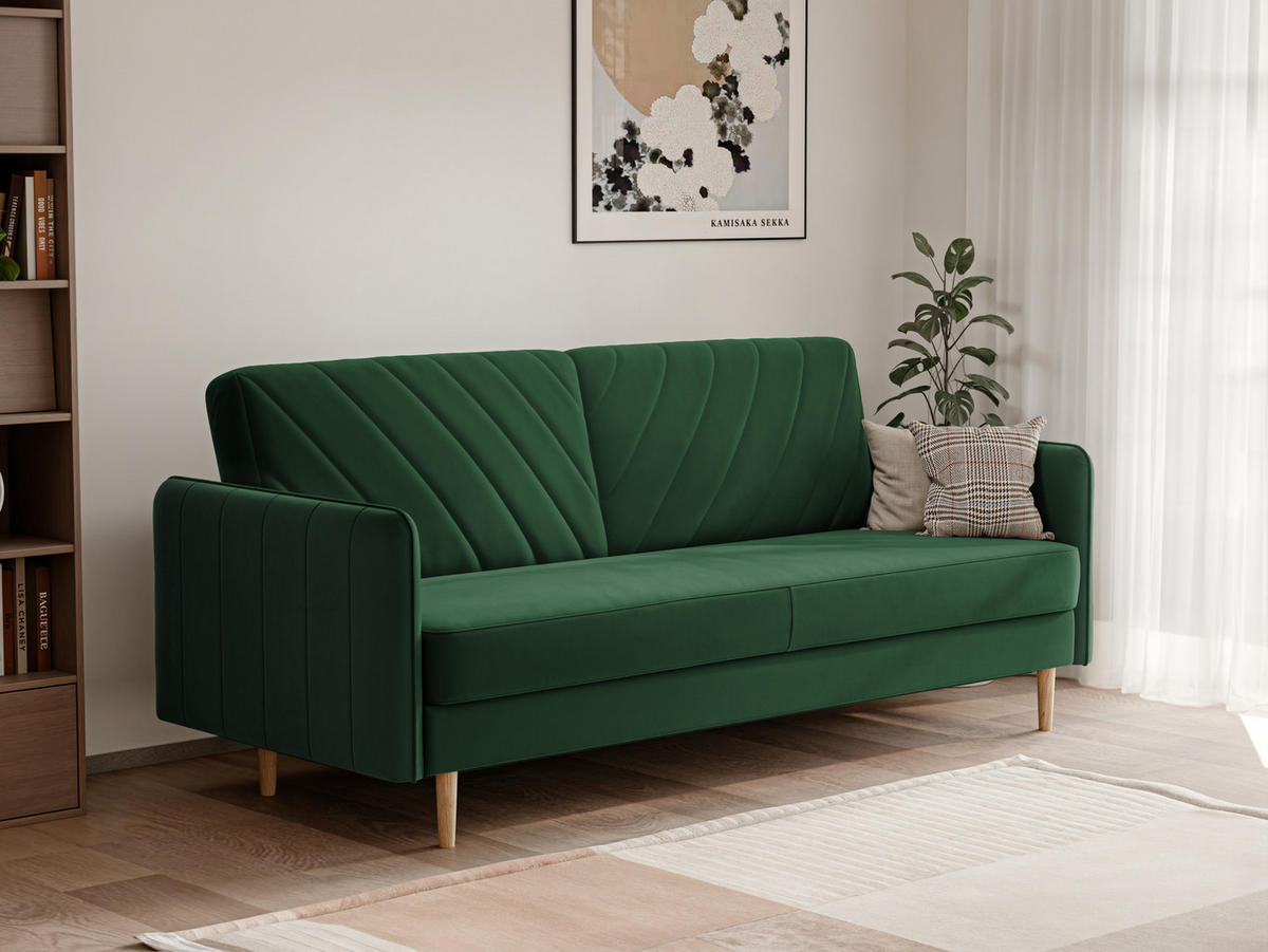 SCHLAFSOFA COLETTE mit Bettkasten Grün - Grün, Holzwerkstoff/Kunststoff (200/85/90cm) - Idohome