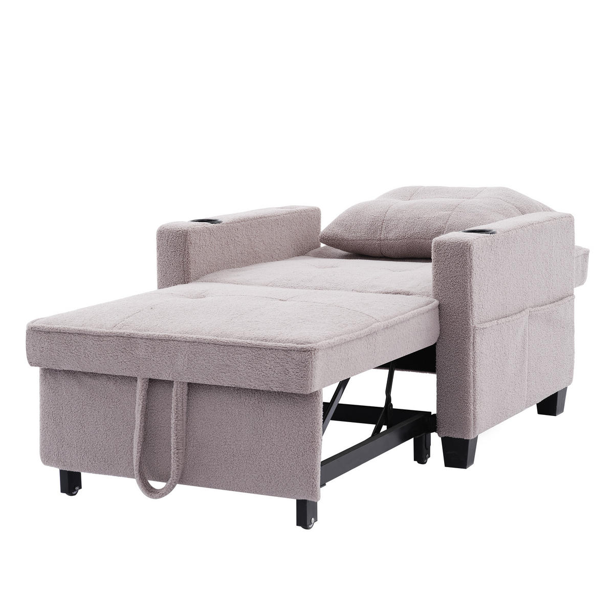 RELAXSESSEL 87/74/84 cm Grau mit Getränkehaltern und USB Anschluss - Grau, Textil (74/84/87cm) - Oxeza