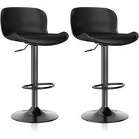 BARHOCKER 2er Set höhenverstellbar, mit Rückenlehne aus PU-Leder in Schwarz - Schwarz, Kunststoff (48/97/45cm)