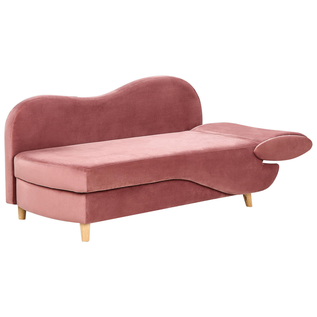ČALOUNĚNÉ LEHÁTKO CHAISE LONGUE PRAVOSTRANNÉ RŮŽOVÉ Meri - růžová/hnědá, textil (155/76/69cm) - Beliani