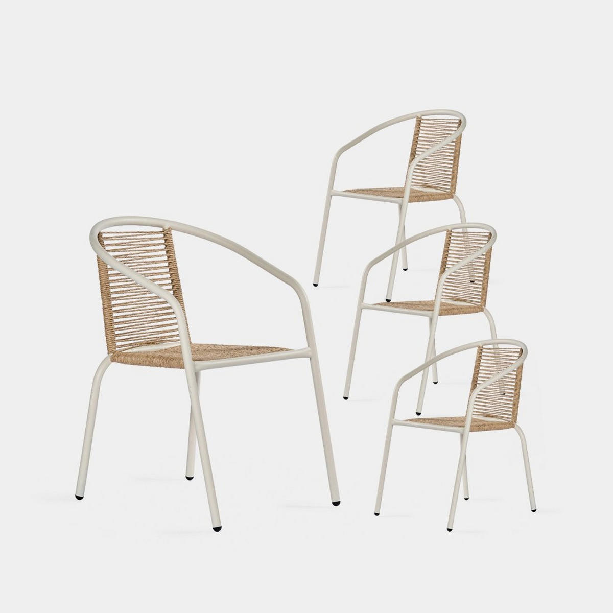 GARTENSTUHL Sakda Beige 52 cm x 74 cm 4er-Set - Beige, Metall (52/74/66cm) - Klast Home