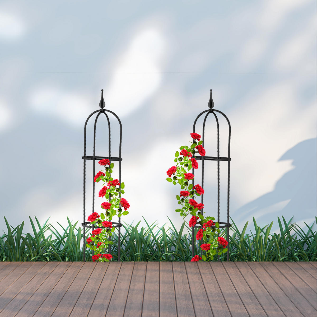 2xRANKHILFE - Schwarz, Kunststoff/Metall (25/85/25cm) - Relaxdays