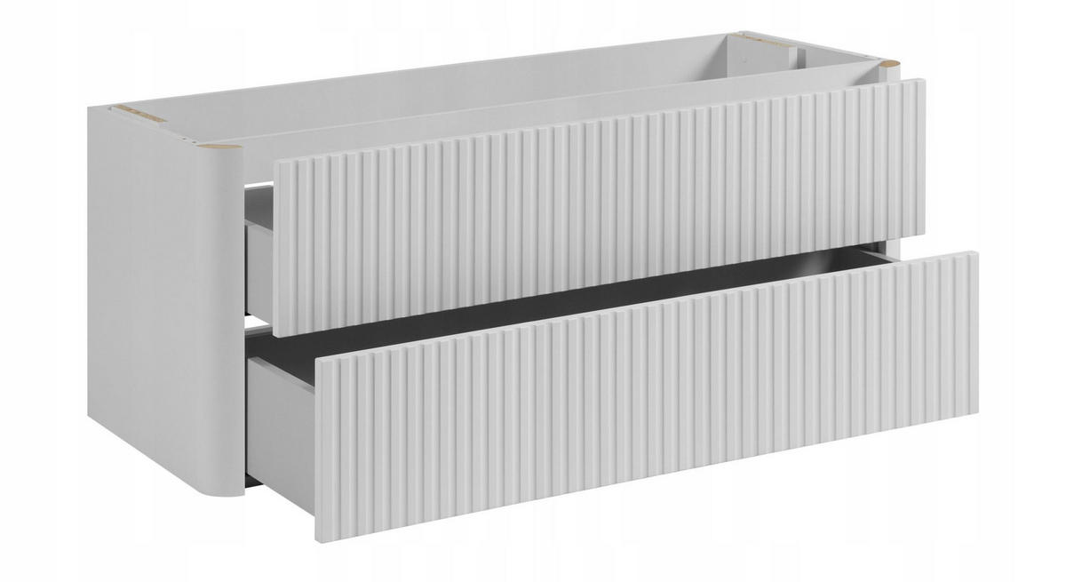 WASCHBECKENUNTERSCHRANK LINEA hängend geriffelt Weiß matt 120/48/44 cm - Weiß, Holzwerkstoff (120/48.4/43.7cm) - Rodan