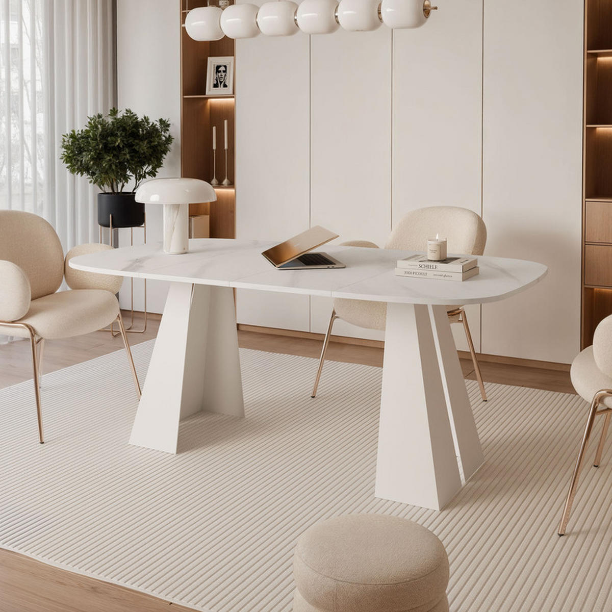 AUSZIEHTISCH ZELO 120/60/76 cm, Weiß / Bianco (Weiß) - Perlmutt/Weiß, Holzwerkstoff/Metall (60/120/76cm) - Idohome