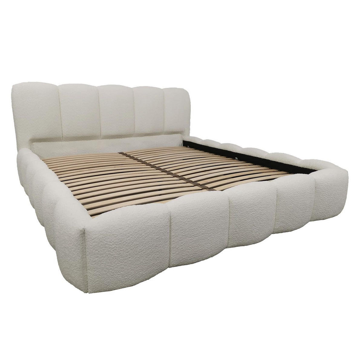 POLSTERBETT Catania 180/200 cm Beige Bouclé inkl Matratze - Beige, Textil (180/200cm) - Juskys