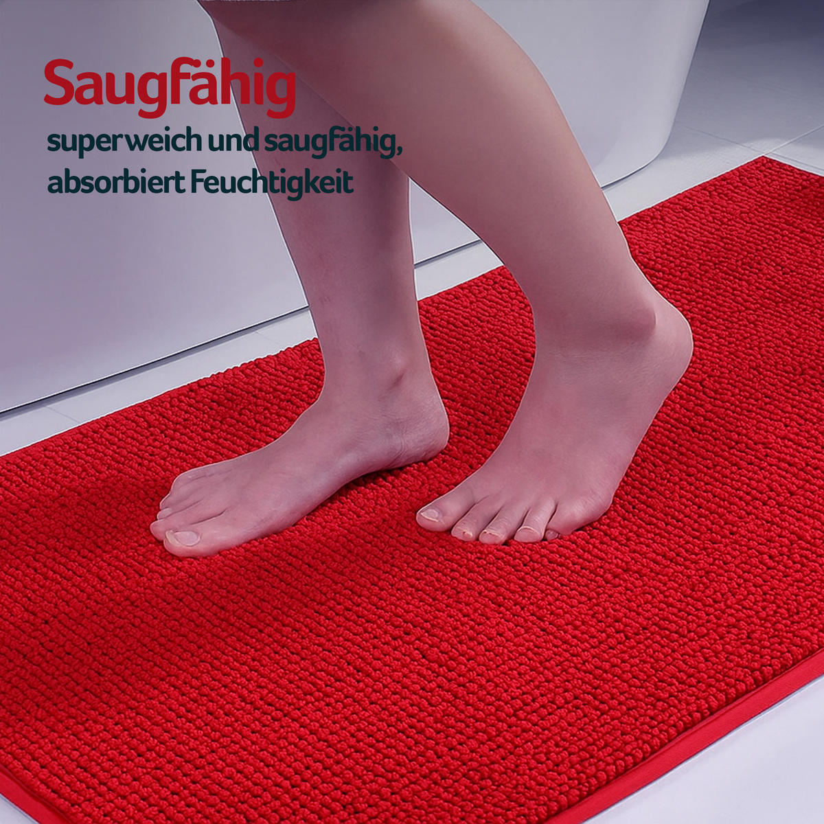 BADEMATTE Chenille 60x90cm Bordeaux - Bordeaux, Textil (90/60cm) - Bestlivings