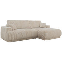 ECKSCHLAFSOFA RINA L Beige Cord - rechts - Beige/Schwarz, Kunststoff/Textil (172/266cm) - MKS