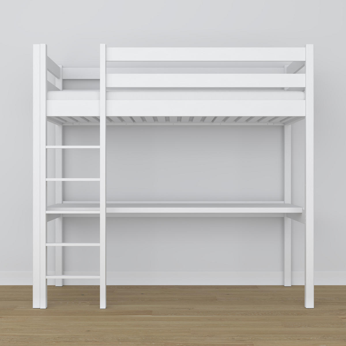 HOCHBETT N05 mit Schreibtisch Weiß 120/200 - Weiß, Naturmaterialien/Holz (120/200cm) - N-Wood