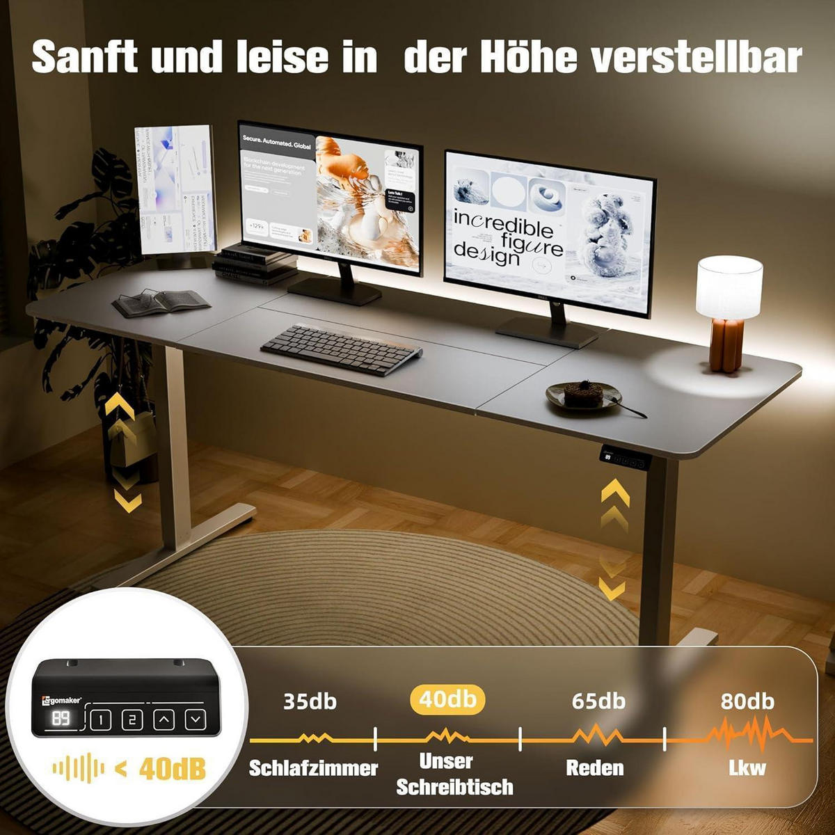 SCHREIBTISCH elektrisch höhenverstellbar 170 x 60 cm Weiß - Weiß, Metall (60/170/73cm)