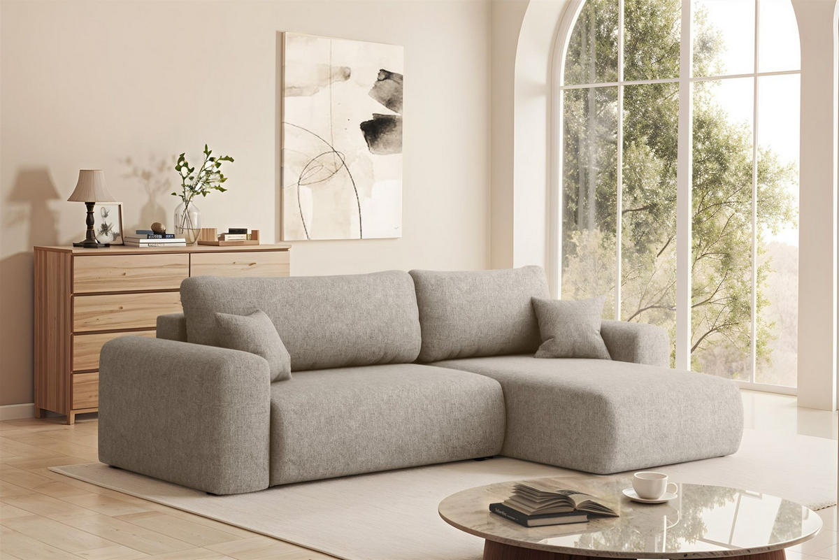ECKSOFA Flora In Verita - Champagner, Holzwerkstoff/Textil (272/145cm) - Fun Möbel