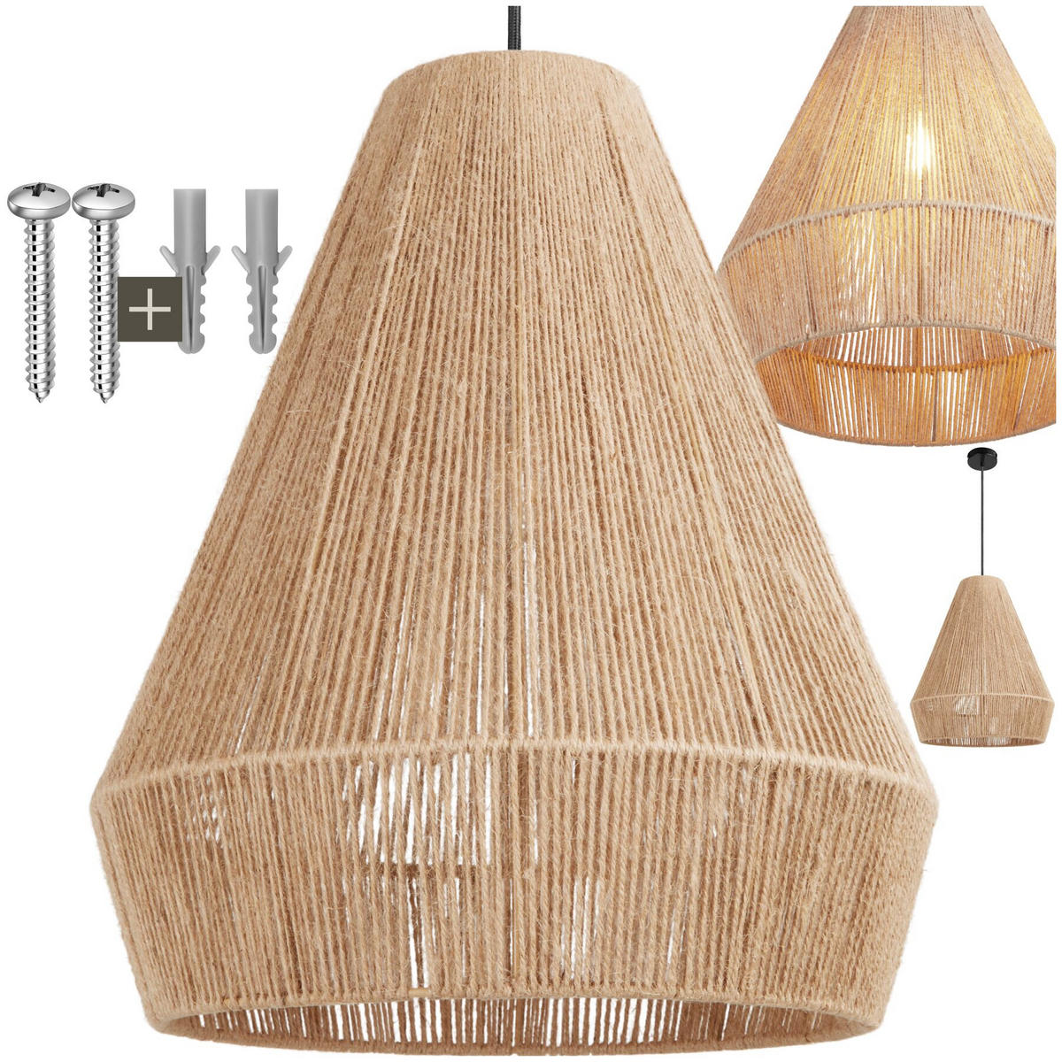 HÄNGELEUCHTE Pendelleuchte Suri aus Jute, 40,5 x 47 cm, natur - Naturfarben, Metall (40.5/40.5/47cm) - tectake