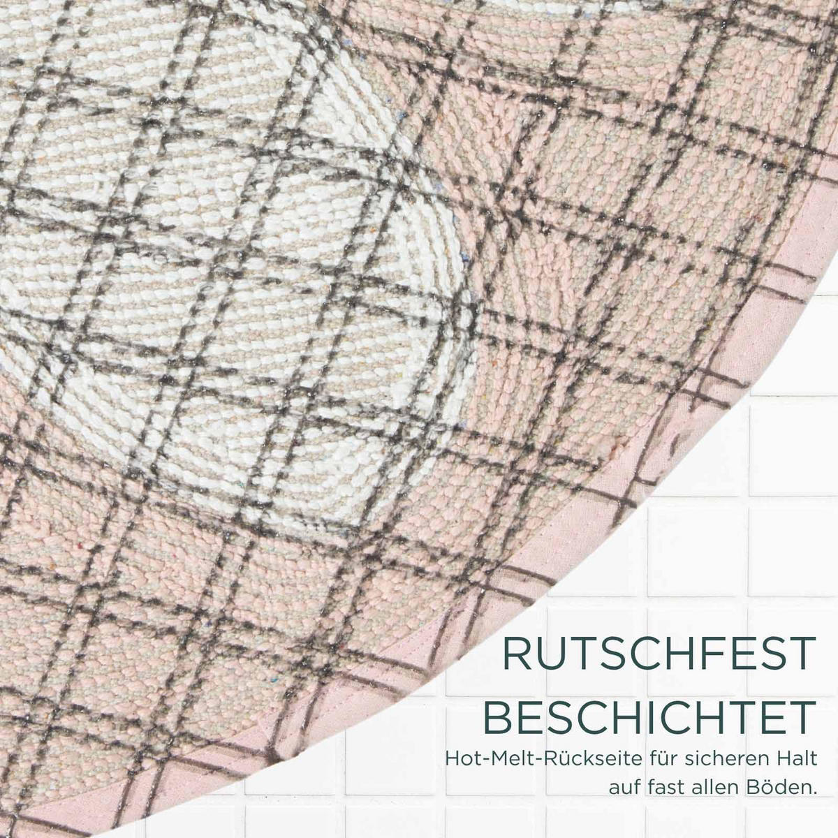 BADTEPPICH Blume rund 60 cm, rosa-weiß, 100 % Baumwolle - Rosa, Textil (60/60cm) - Homescapes