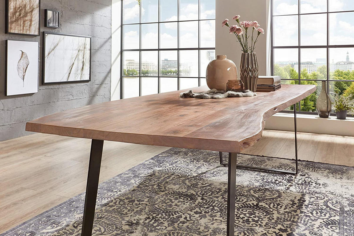 ESSTISCH HOBART - Beige/Schwarz, Holz/Metall (100/280/77cm) - SAM