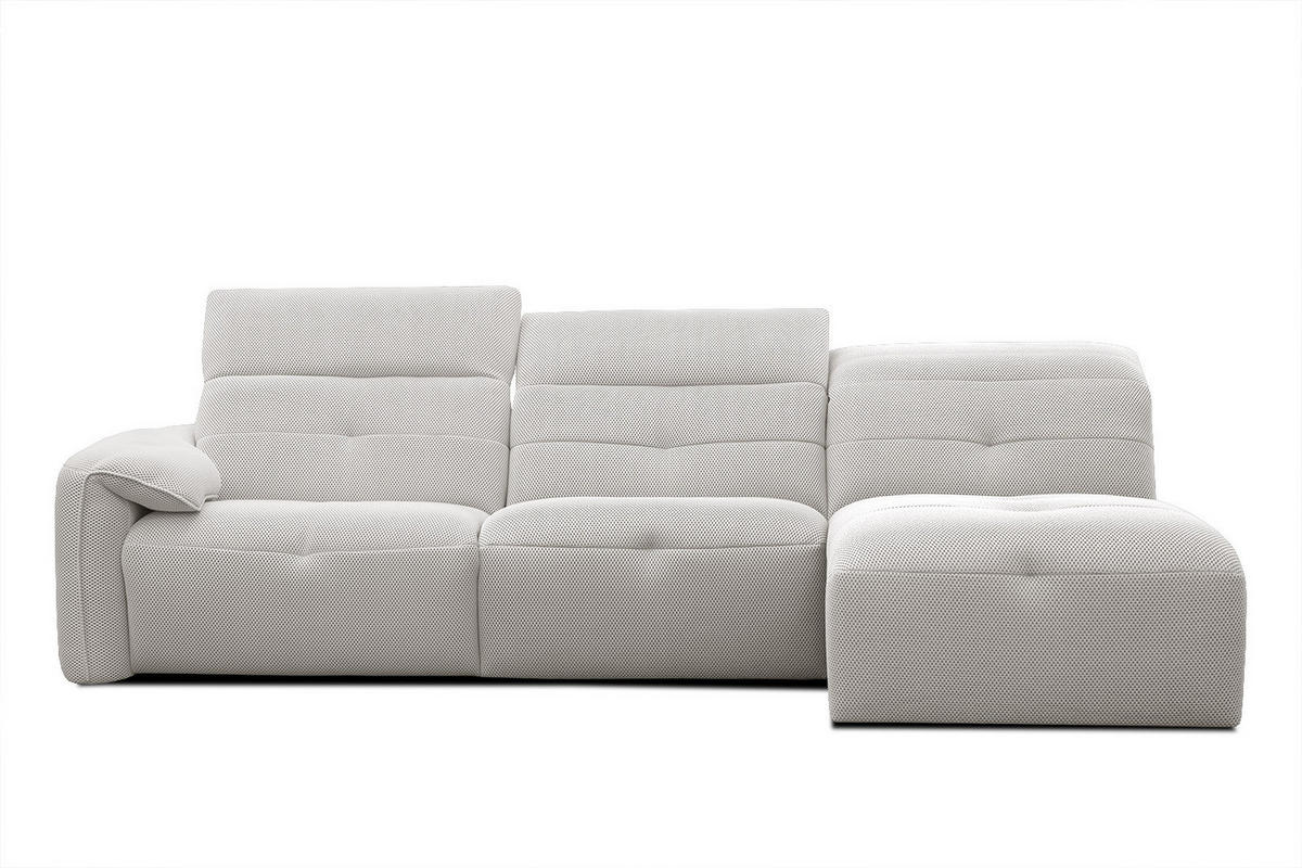 ECKSOFA TRENTO 4-Sitzer mit 1 Relaxfunktion, ecru - Ecru/Schwarz, Holzwerkstoff/Kunststoff (262/165cm) - Courtois Laville