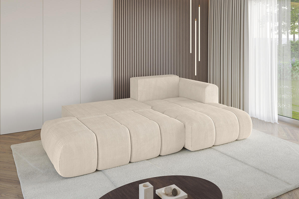 ECKSOFA Ottomane Rechts CLOUD-L 289x180x40 Beige Cord - Beige, Holzwerkstoff/Kunststoff (289/180cm) - ALTDECOR